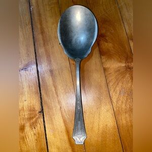 Vintage Ajax Silverplate Extra Wide Serving Spoons with Intricate Designs